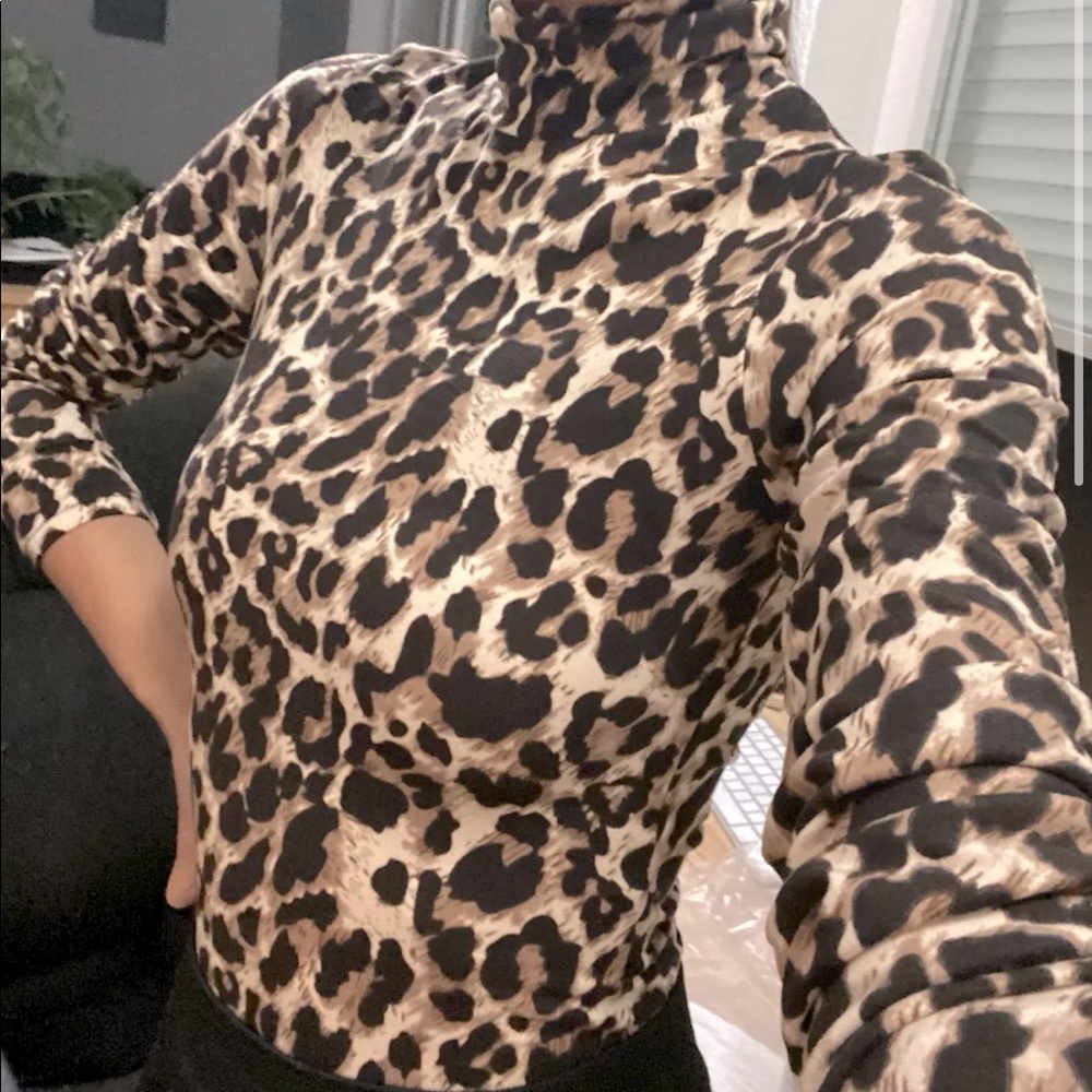 H&M turtleneck leopard bodysuit